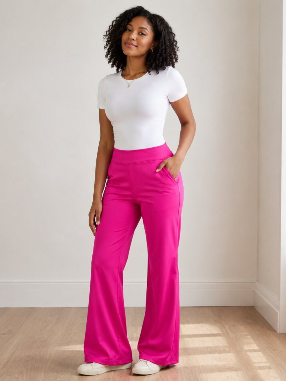 Halara Flex High Waisted Flare Work Pants Size Small Pink Stretch